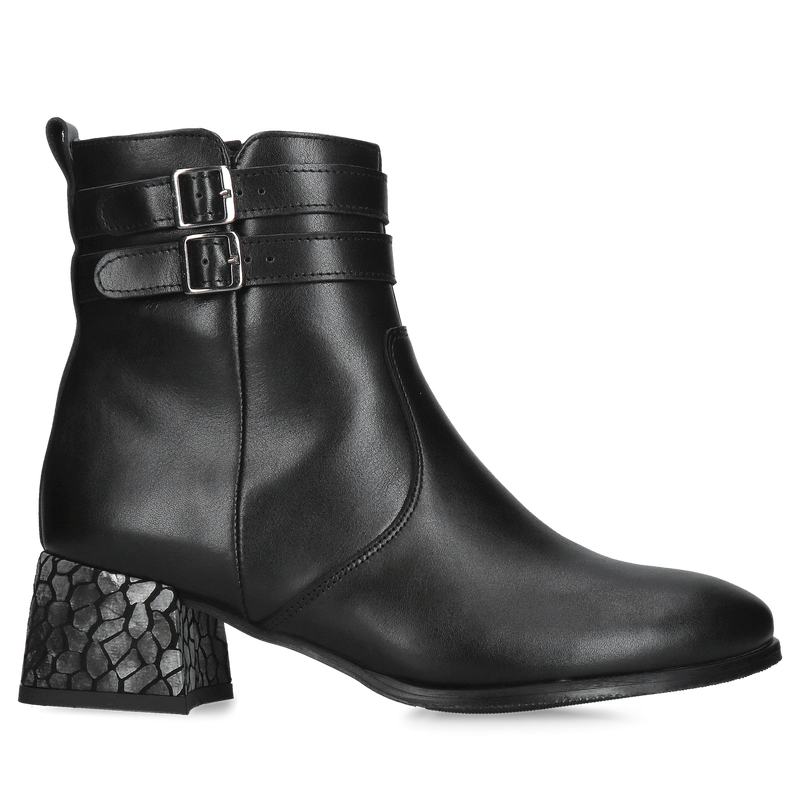 Botki damskie ze skóry, elegancki botek damski na klocku, wygodne buty na jesień, Konopka shoes