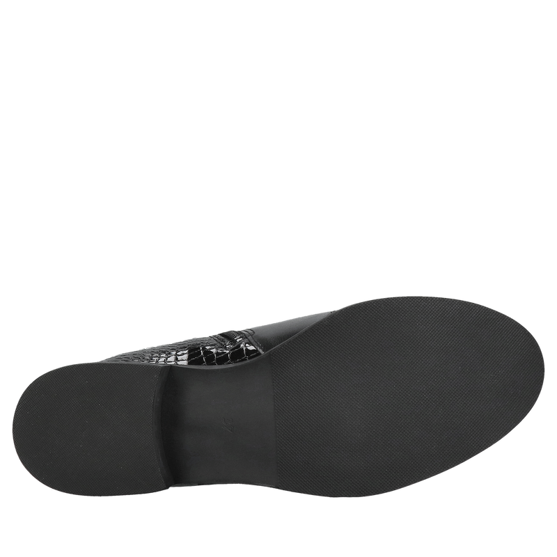 Czarny klasyczny i elegancki botek damski na jesień, botek damski ze skóry od polskiego producenta