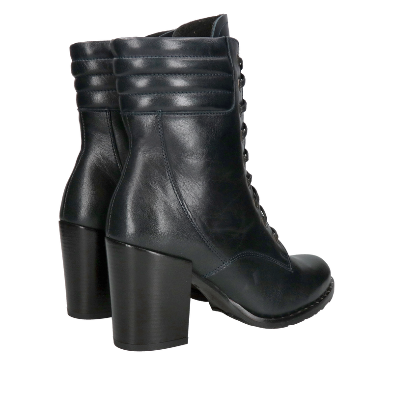 Trzewiki sznurowane damskie na obcasie, wygodne botki sznurowane ze skóry