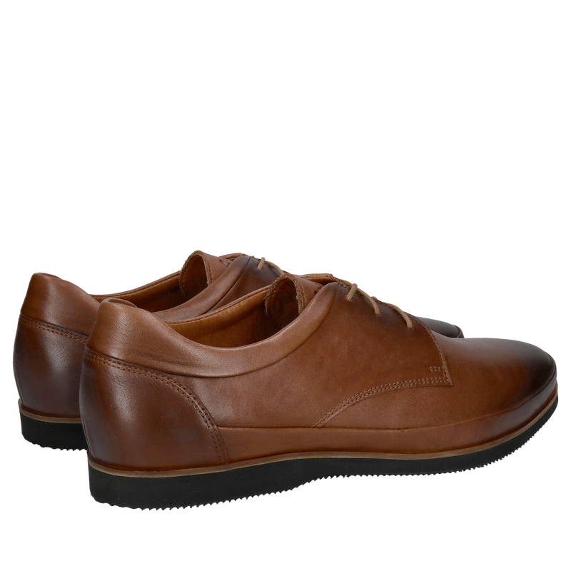 Półbuty męskie brązowe ze skóry, wysoki komfort z miękką wkładką skórzaną