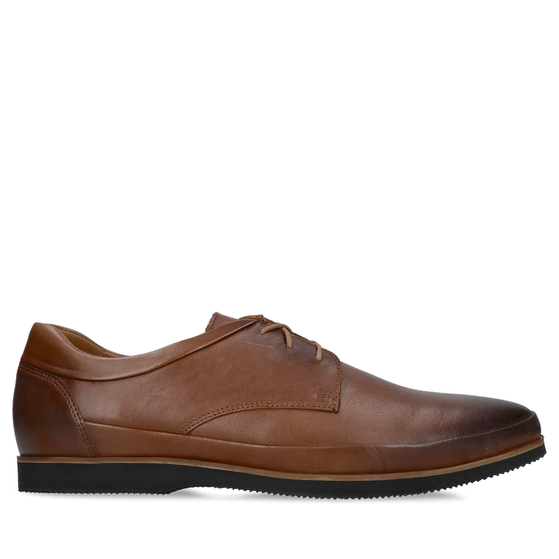 Półbuty męskie brązowe ze skóry, wysoki komfort z miękką wkładką skórzaną