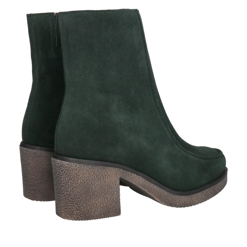 Zielone botki damskie ze zamszu, wygodne botki damskie na obcasie, Tanex, Konopka Shoes,