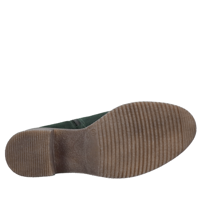 Zielone botki damskie ze zamszu, wygodne botki damskie na obcasie, Tanex, Konopka Shoes,