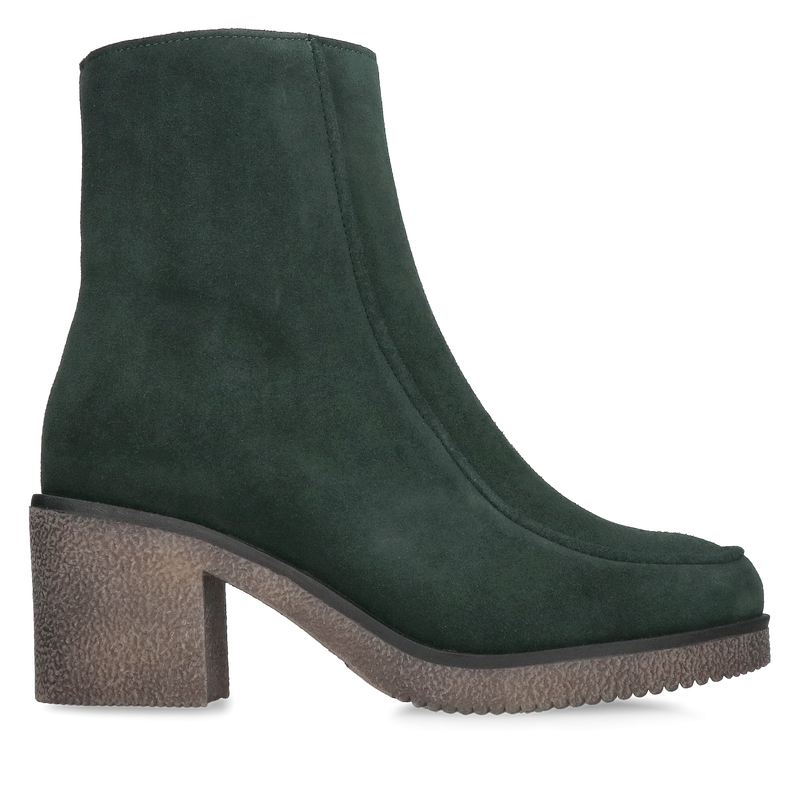 Zielone botki damskie ze zamszu, wygodne botki damskie na obcasie, Tanex, Konopka Shoes,