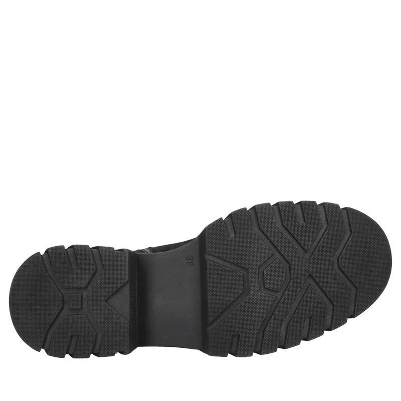 Zimowe botki damskie, trzewiki damskie z czarnej skóry nubukowej na grubej podeszwie