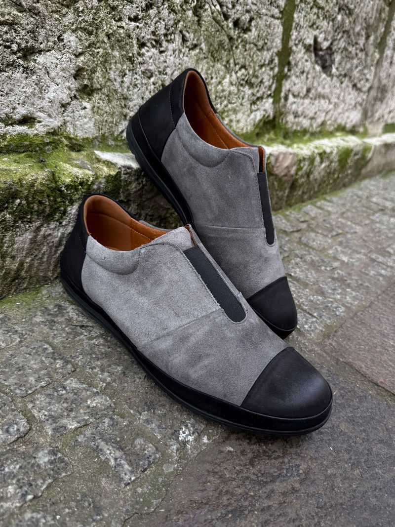 Komfortowe wsuwane buty męskie skórzane, półbuty męskie ze skóry zamszowej, Konopka Shoes