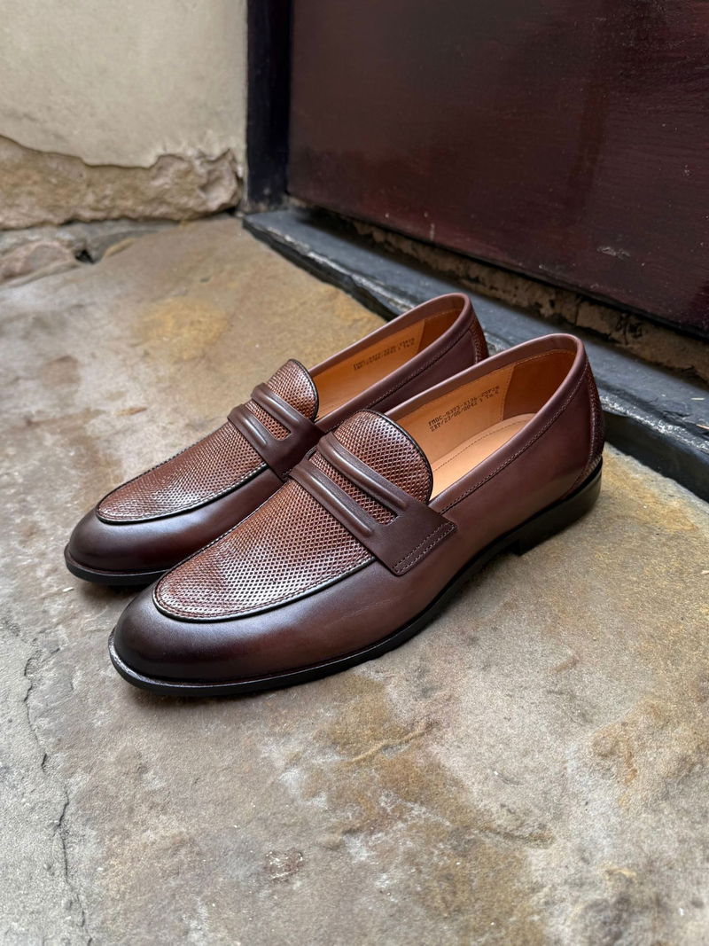 Wsuwane buty męskie, loafersy męskie brązowe, eleganckie buty wsuwane ze skóry naturalnej, Konopka Shoes