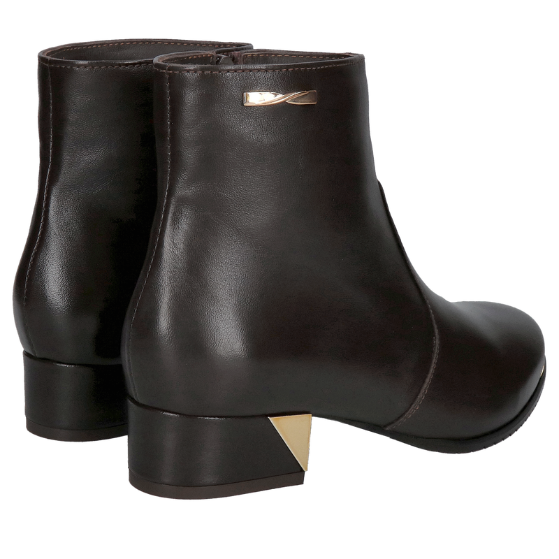 Czekoladowe botki damskie, eleganckie brązowe botki do szpica