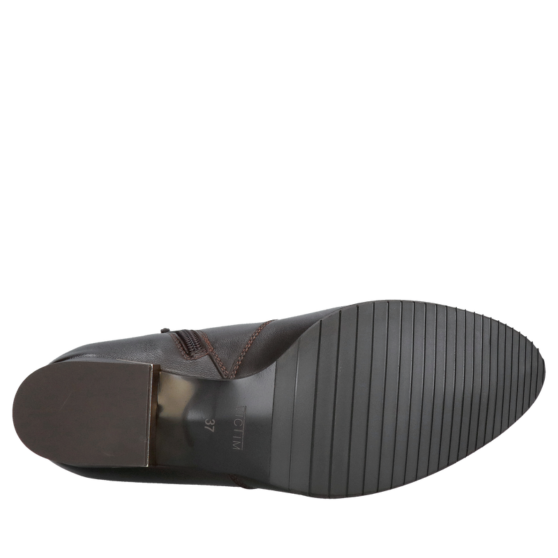 Czekoladowe botki damskie, eleganckie brązowe botki do szpica