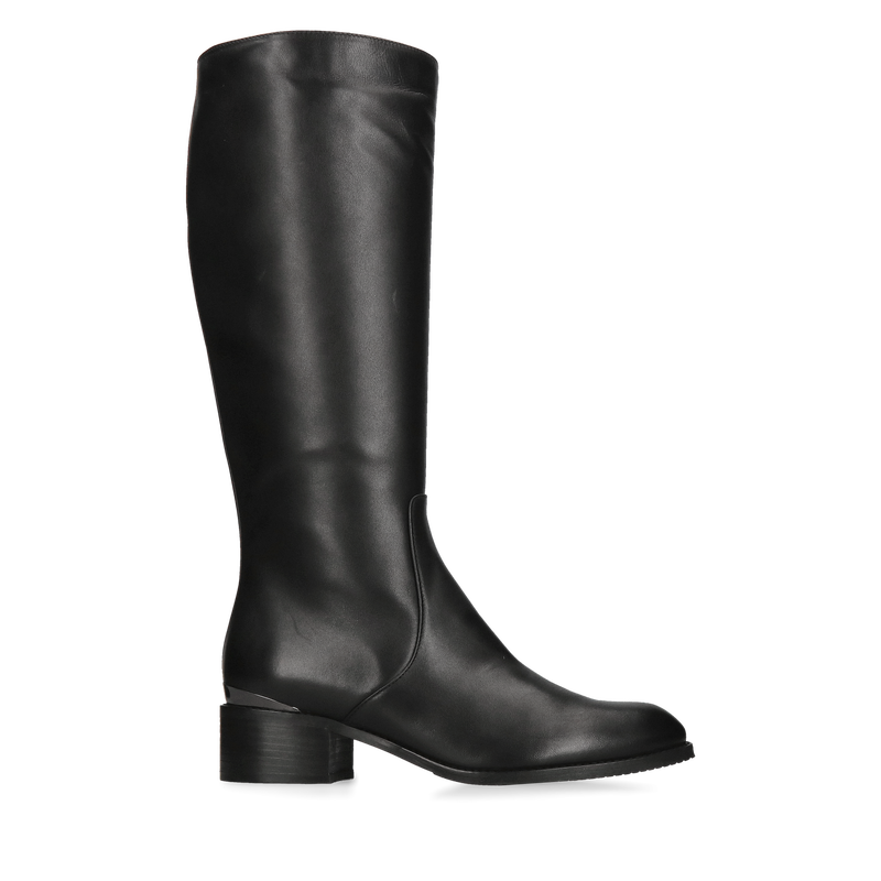 Oficerki czarne ze skóry naturalnej, wysokie kozaki wygodne, Konopka Shoes