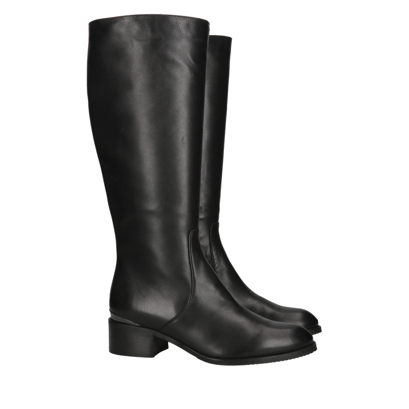 Oficerki czarne ze skóry naturalnej, wysokie kozaki wygodne, Konopka Shoes