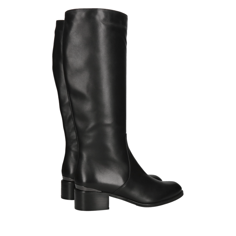 Oficerki czarne ze skóry naturalnej, wysokie kozaki wygodne, Konopka Shoes