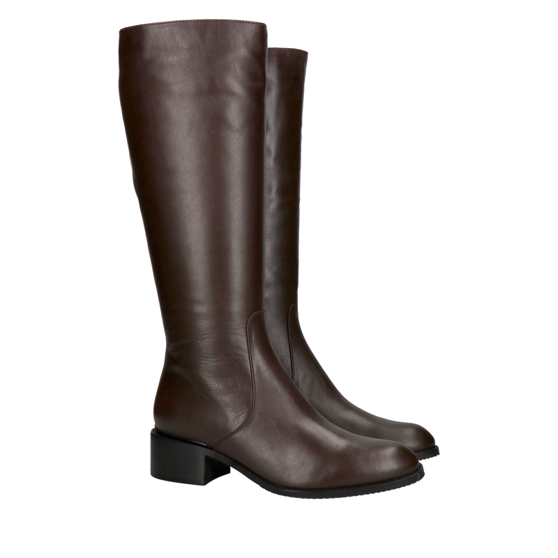 Brązowe oficerki damskie, kozaki damskie czekoladowe ze skóry