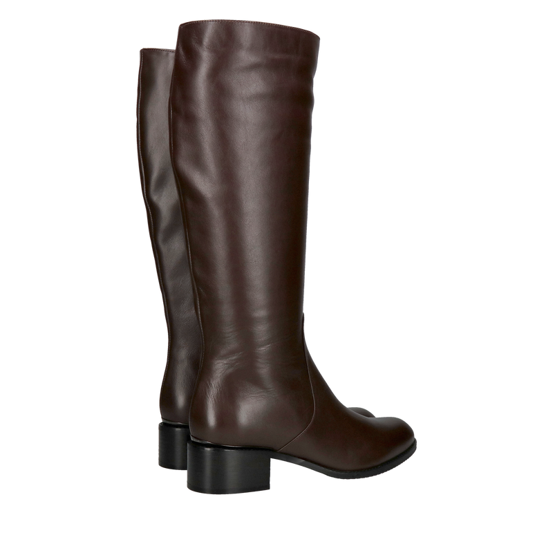 Brązowe oficerki damskie, kozaki damskie czekoladowe ze skóry