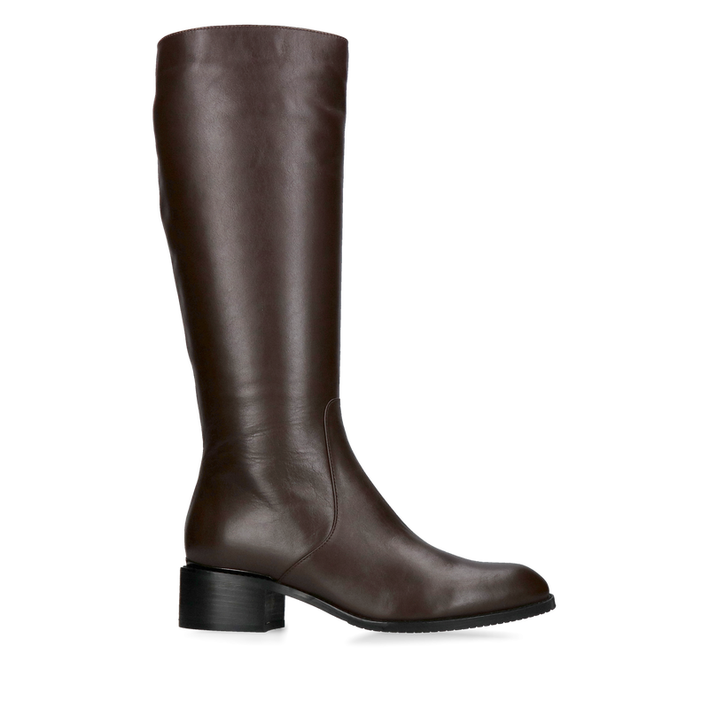 Brązowe oficerki damskie, kozaki damskie czekoladowe ze skóry