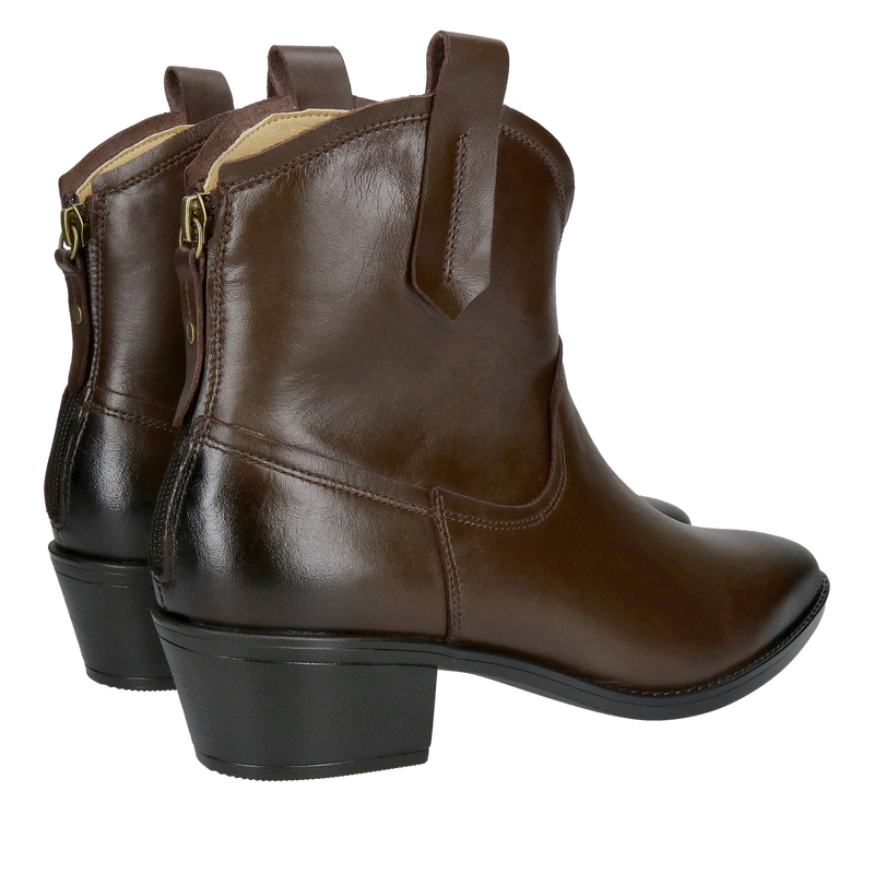 Czekoladowe kowbojki ze skóry, wygodne brązowe kowbojki ze zamkiem z tyłu,  Konopka Shoes