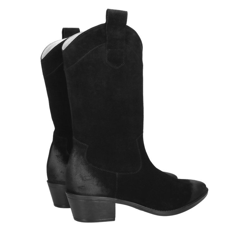 Wyższe czarne kowbojki ze skóry zamszowej, wygodne damskie kowbojki