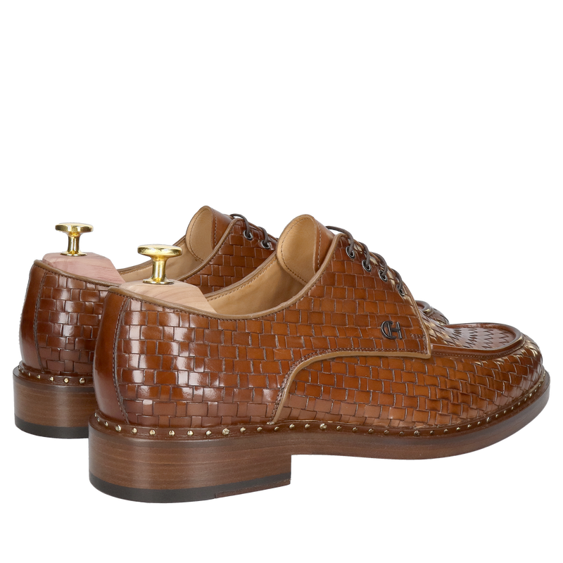 Luksusowe buty męskie na skórzanej podeszwie – ręcznie pleciona skóra cielęca