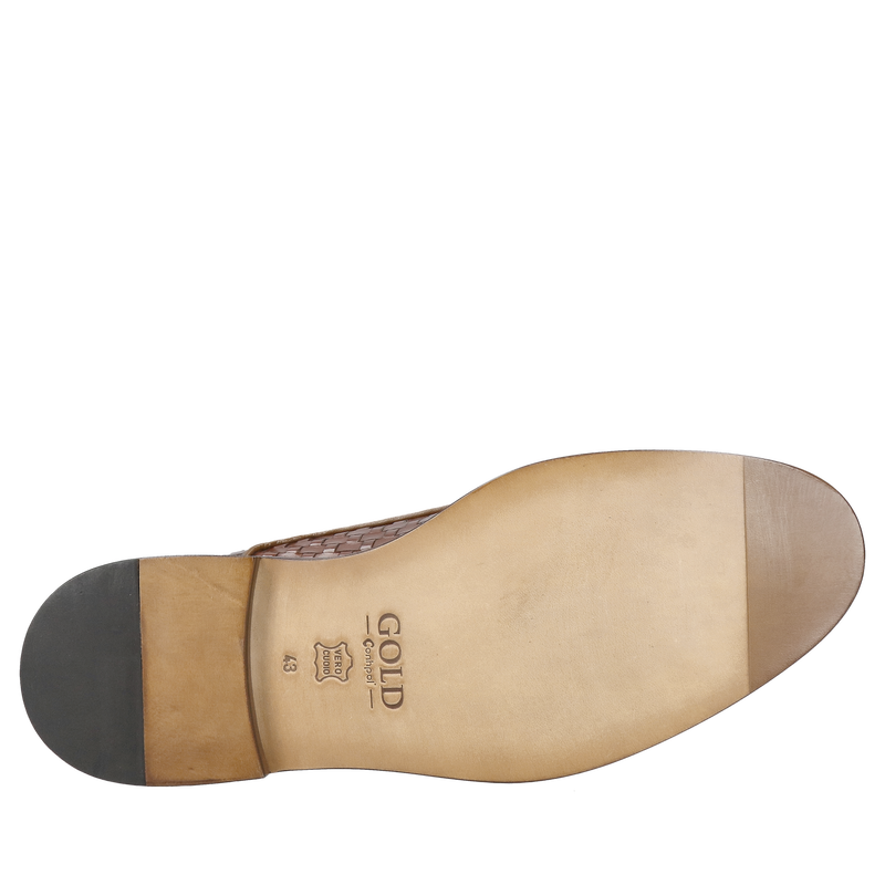 Luksusowe buty męskie na skórzanej podeszwie – ręcznie pleciona skóra cielęca