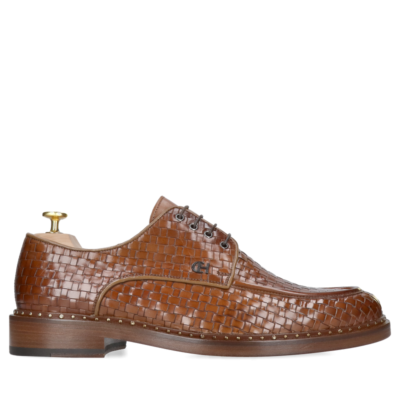 Luksusowe buty męskie na skórzanej podeszwie – ręcznie pleciona skóra cielęca