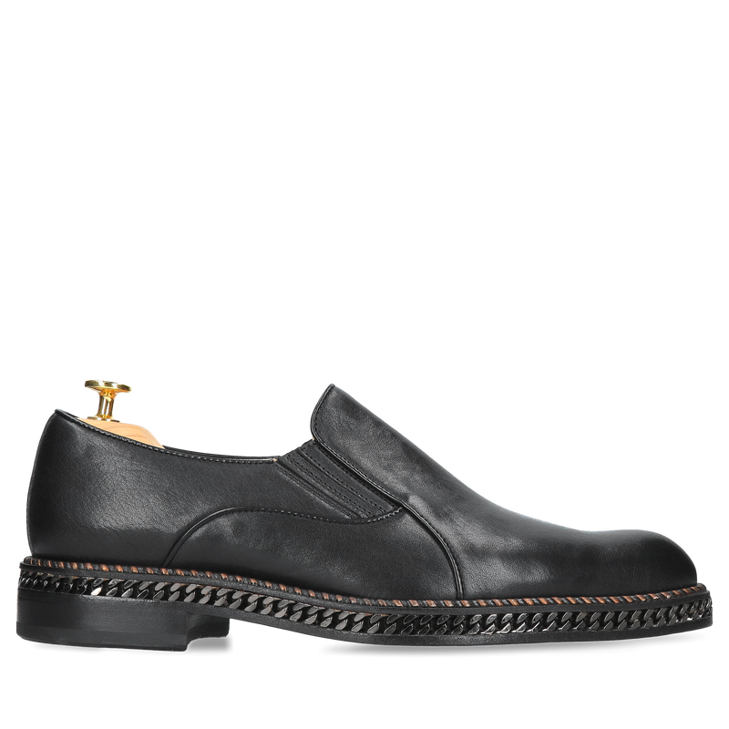 Luksusowe buty męskie Conhpol Gold na skórzanej podeszwie z łańcuchem galwanizowanym, Konopka Shoes