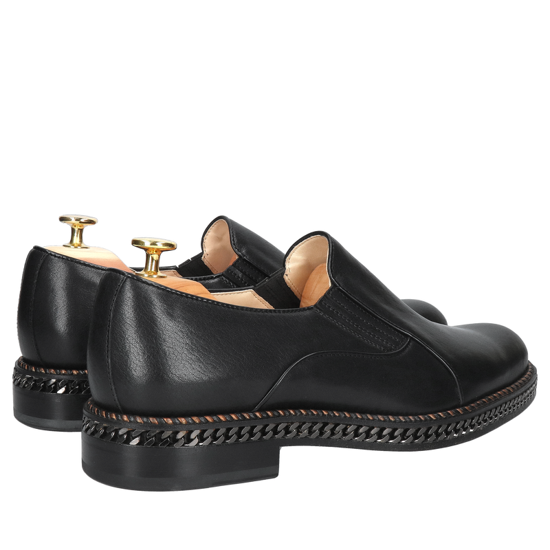 Luksusowe buty męskie Conhpol Gold na skórzanej podeszwie z łańcuchem galwanizowanym, Konopka Shoes