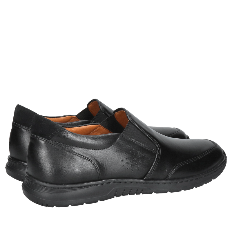 Wsuwane wygodne buty męskie, czarne obuwie męskie z wyciąganą wkładką