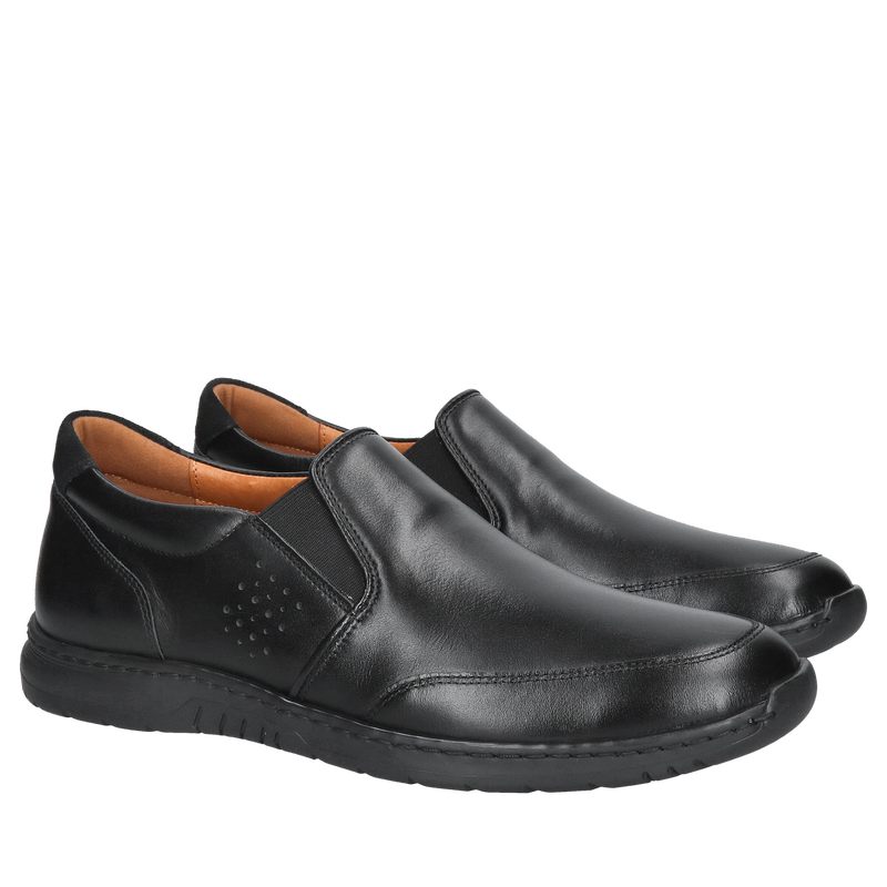 Wsuwane wygodne buty męskie, czarne obuwie męskie z wyciąganą wkładką