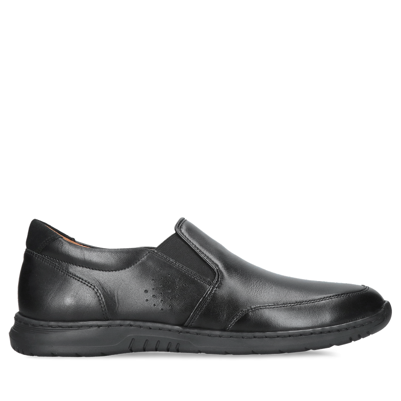 Wsuwane wygodne buty męskie, czarne obuwie męskie z wyciąganą wkładką