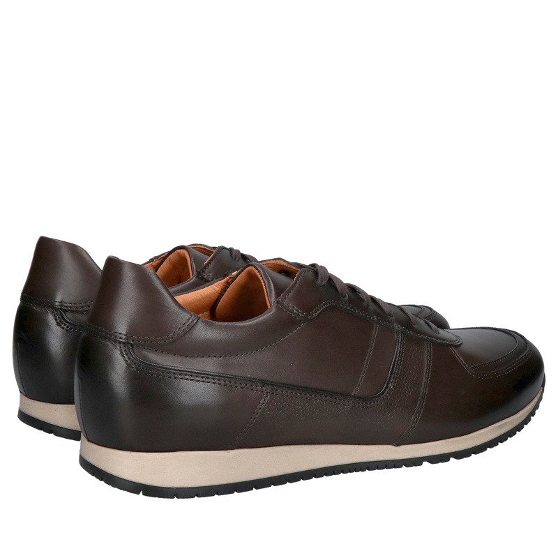 Ciemno brązowe męskie półbuty ze skóry licowej, wygodne buty na co dzień i do pracy