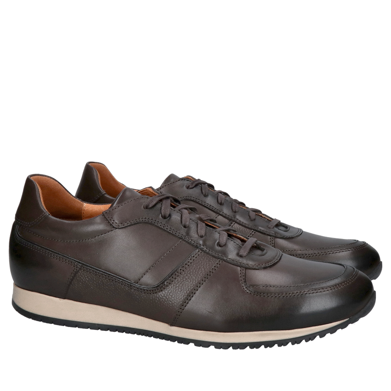 Ciemno brązowe męskie półbuty ze skóry licowej, wygodne buty na co dzień i do pracy