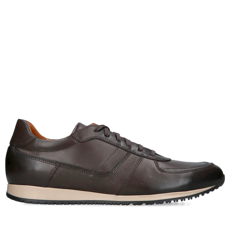 Ciemno brązowe męskie półbuty ze skóry licowej, wygodne buty na co dzień i do pracy