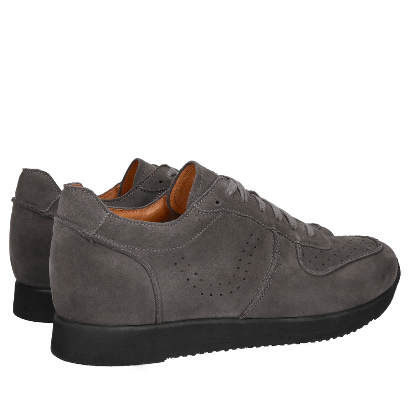Męskie zamszowe sneakersy, ciemno szare półbuty męskie ze skóry