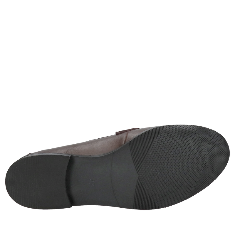 Brązowe loafersy damskie, czekoladowe mokasyny licowe, eleganckie buty damskie wsuwane, Konopka Shoes