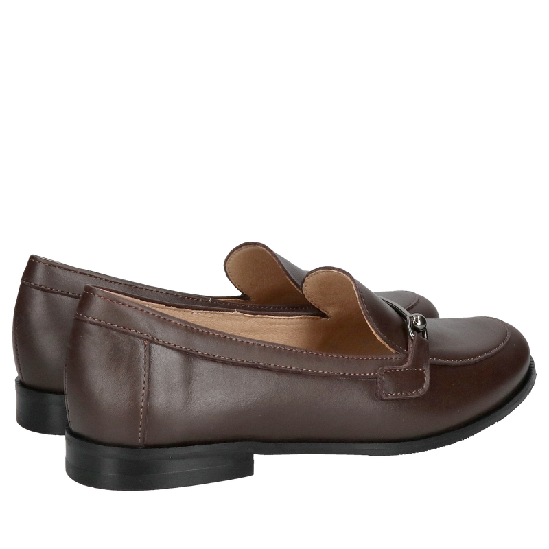 Brązowe loafersy damskie, czekoladowe mokasyny licowe, eleganckie buty damskie wsuwane, Konopka Shoes