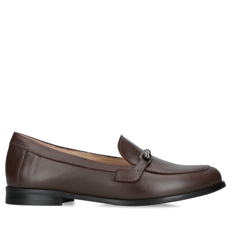 Brązowe loafersy damskie, czekoladowe mokasyny licowe, eleganckie buty damskie wsuwane, Konopka Shoes