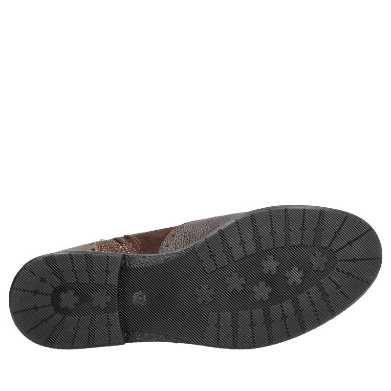 Modne czekoladowe trzewiki damskie, ocieplane botki ze skóry od polskiego producenta, Konopka shoes