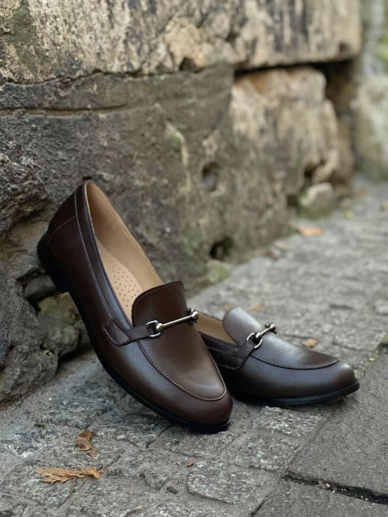 Brązowe loafersy damskie, czekoladowe mokasyny licowe, eleganckie buty damskie wsuwane, Konopka Shoes