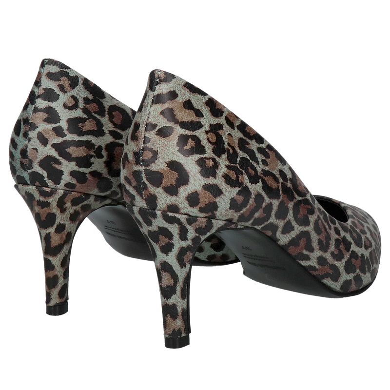Szpilki panterkowe na niskim obcasie, wygodne i modne szpilki w zwierzęcym motywem, Konopka Shoes