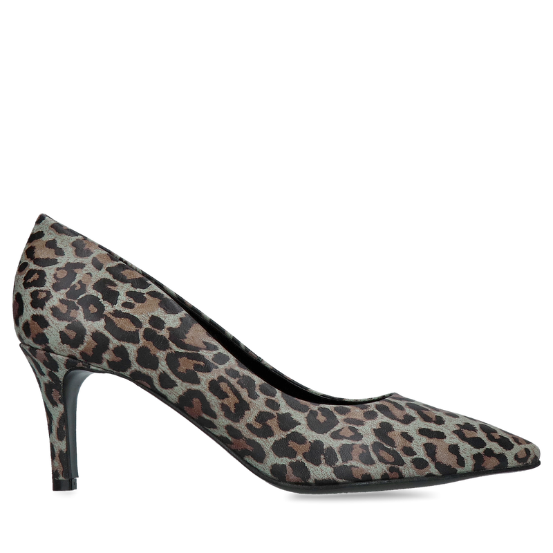 Szpilki panterkowe na niskim obcasie, wygodne i modne szpilki w zwierzęcym motywem, Konopka Shoes