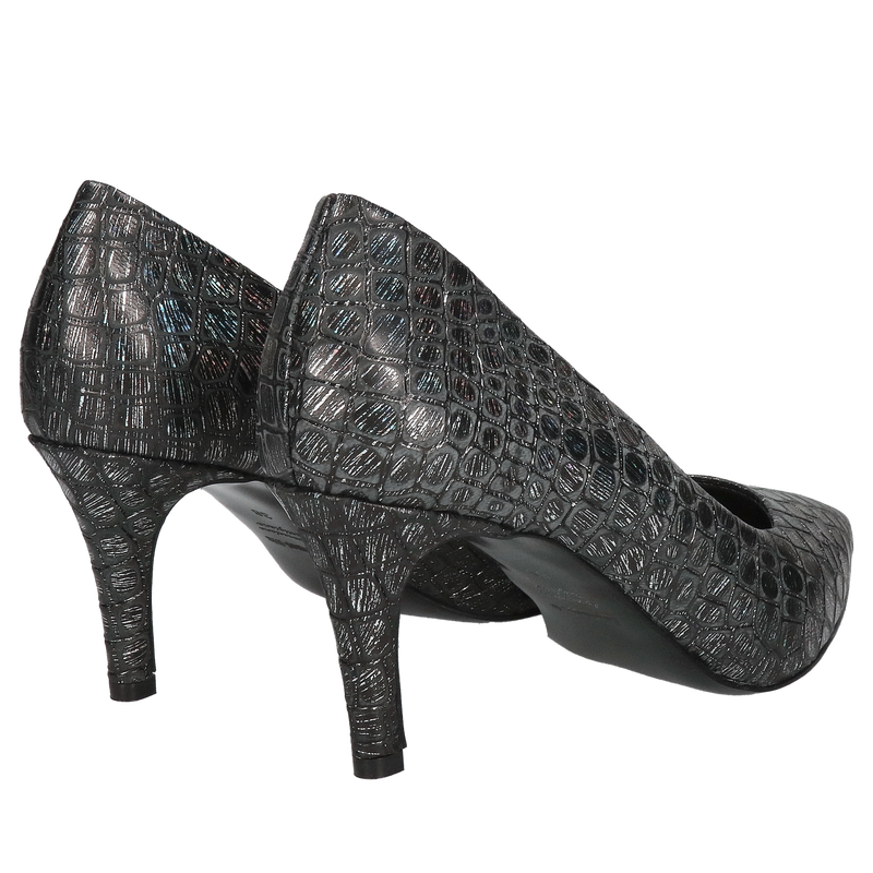 Niskie szpilki damskie ze skóry, eleganckie czarne czółenka do eleganckiej sukienki, Konopka Shoes