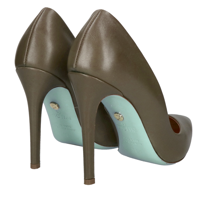 Luksusowe szpilki z niebieską podeszwą skórzaną, wysokie szpilki brązowe na wyjątkowe okazję, Konopka Shoes