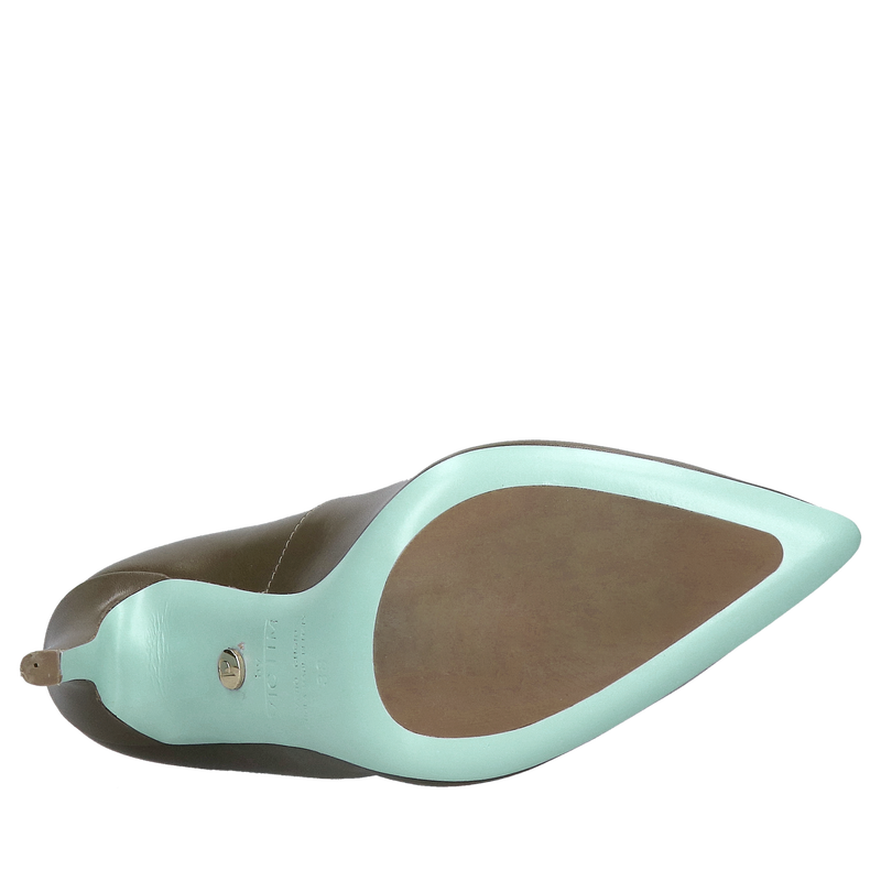 Luksusowe szpilki z niebieską podeszwą skórzaną, wysokie szpilki brązowe na wyjątkowe okazję, Konopka Shoes