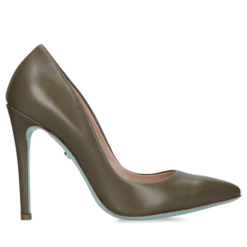 Luksusowe szpilki z niebieską podeszwą skórzaną, wysokie szpilki brązowe na wyjątkowe okazję, Konopka Shoes