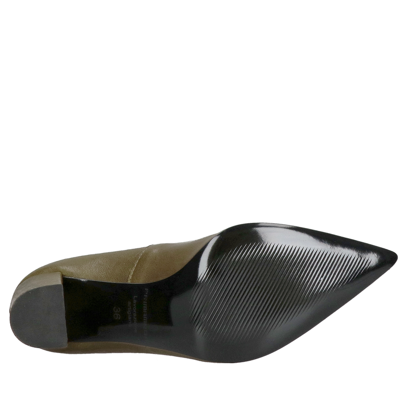 Damskie czółenka ze skóry licowej, czółenka do szpica na wysokim klocku, Konopka Shoes