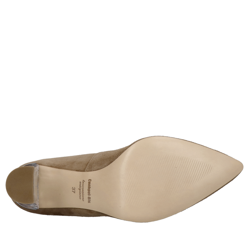 Zamszowe czółenka na wysokim słupku, czółenka damskie w brązowym zamszu