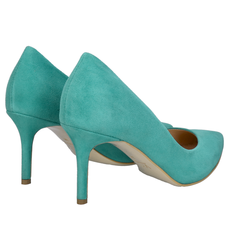 Szpilki zamszowe ze skóry, wygodne czółenka do szpica na niskim obcasie