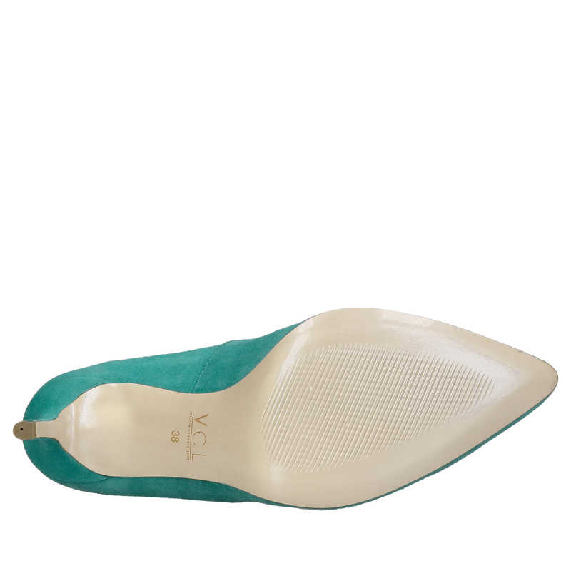 Szpilki zamszowe ze skóry, wygodne czółenka do szpica na niskim obcasie