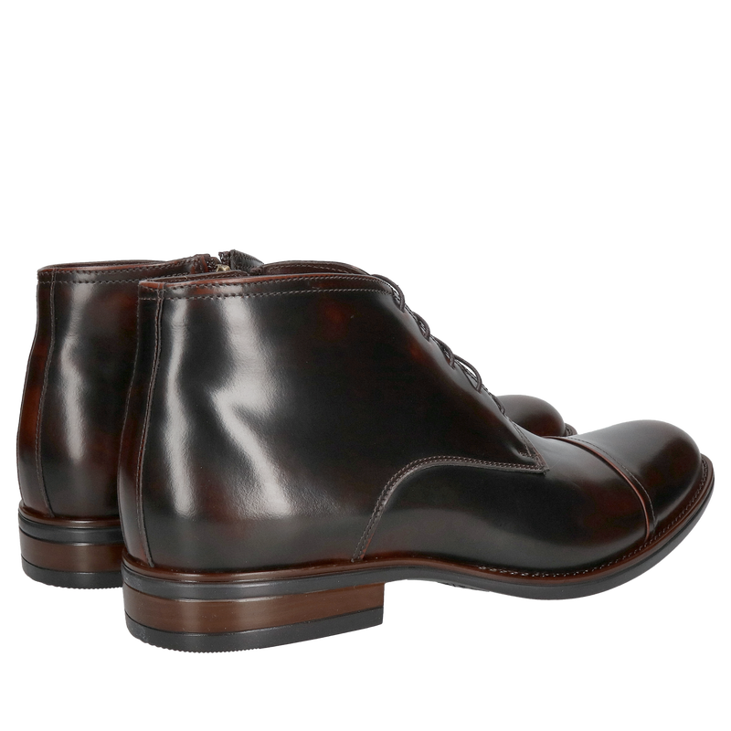 Eleganckie brązowe trzewiki garniturowe ocieplane, botki męskie do garnituru