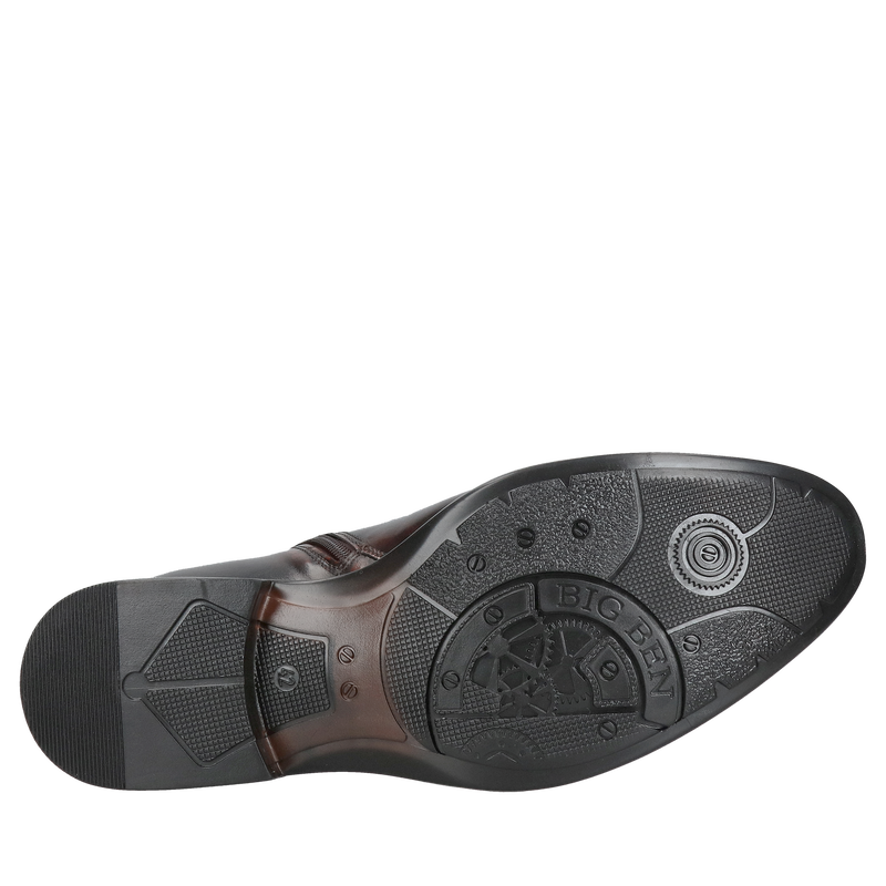 Eleganckie brązowe trzewiki garniturowe ocieplane, botki męskie do garnituru